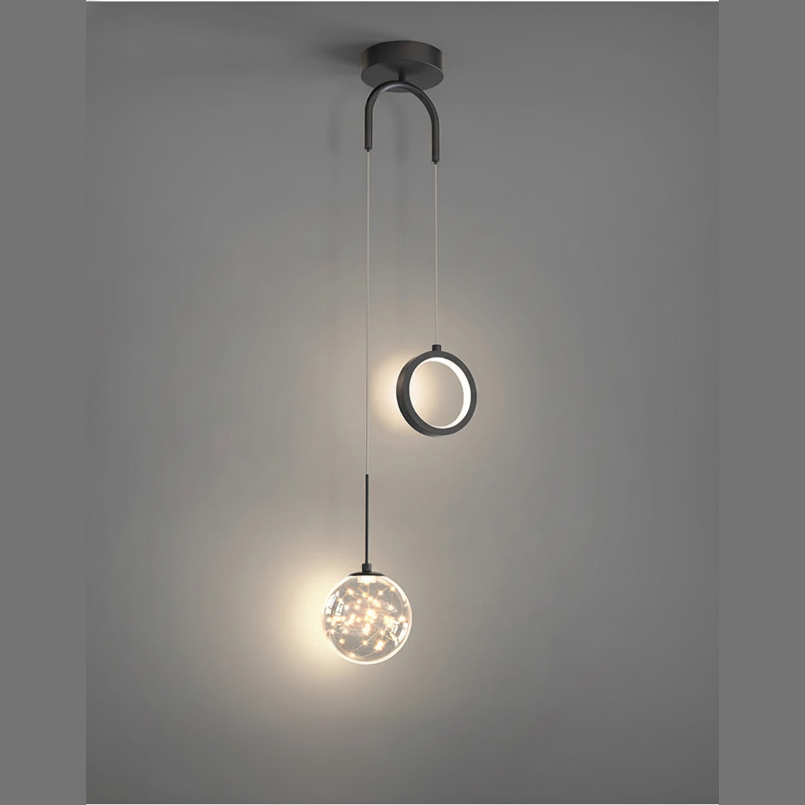 Suspension Boules en Verre et Métal Dimmable