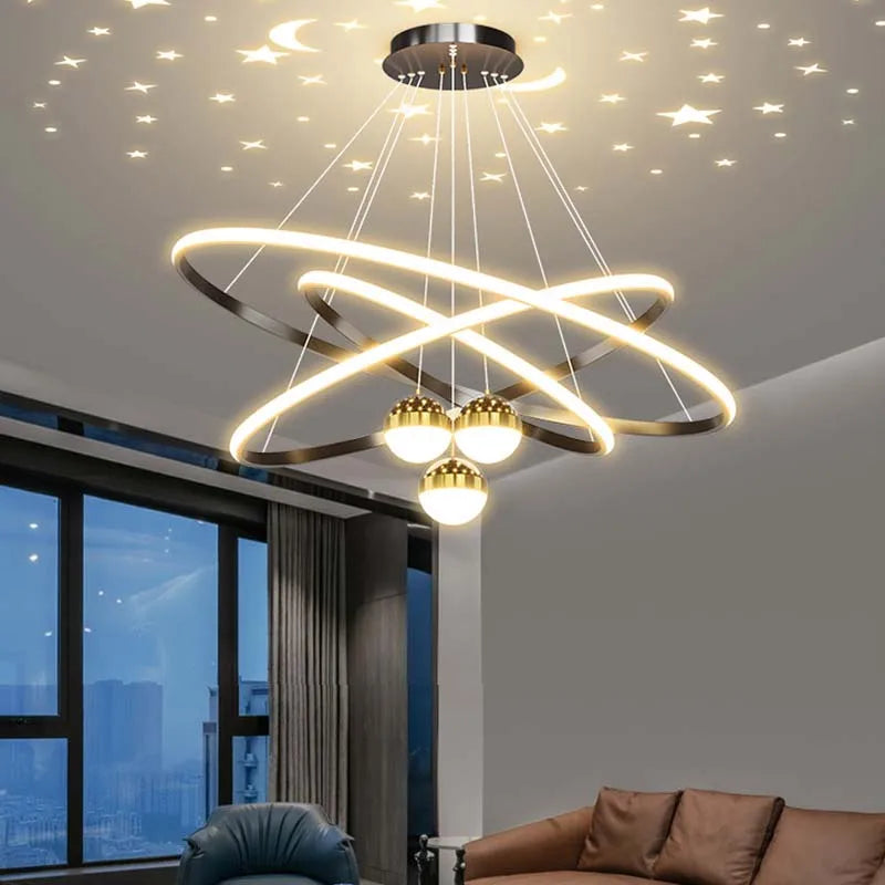 Suspension Cercles en Métal Dimmable