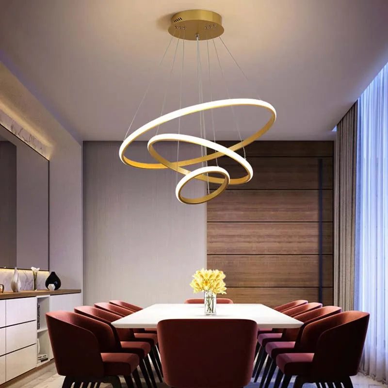 Suspension Cercles en Métal Dimmable