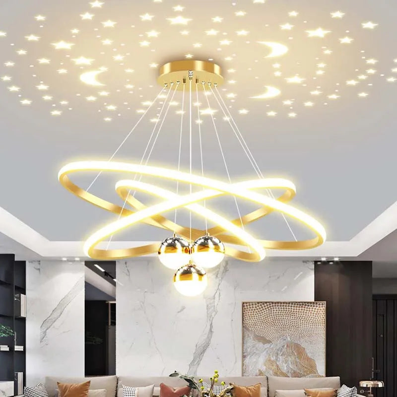 Suspension Cercles en Métal Dimmable