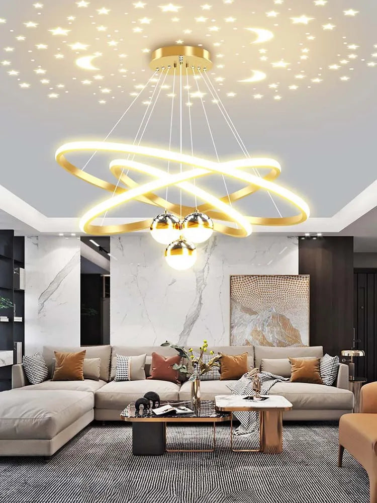 Suspension Cercles en Métal Dimmable