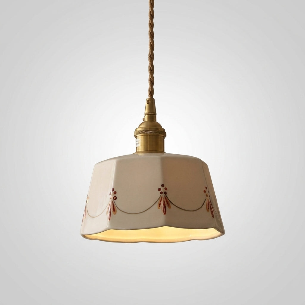 Suspension Cloche en Céramique et Laiton Design Japonais Rétro