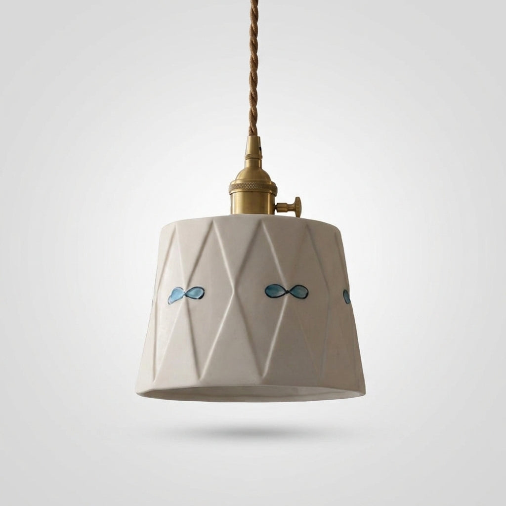 Suspension Cloche en Céramique et Laiton Design Japonais Rétro