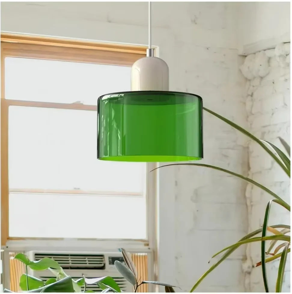 Suspension Cloche en Verre Teinté Design Vintage