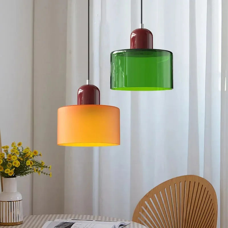 Suspension Cloche en Verre Teinté Design Vintage