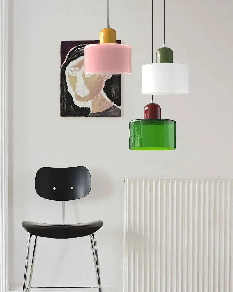 Suspension Cloche en Verre Teinté Design Vintage