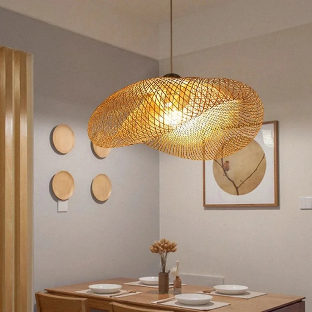 Suspension Cocon en Bambou Tressé Design Vintage Image