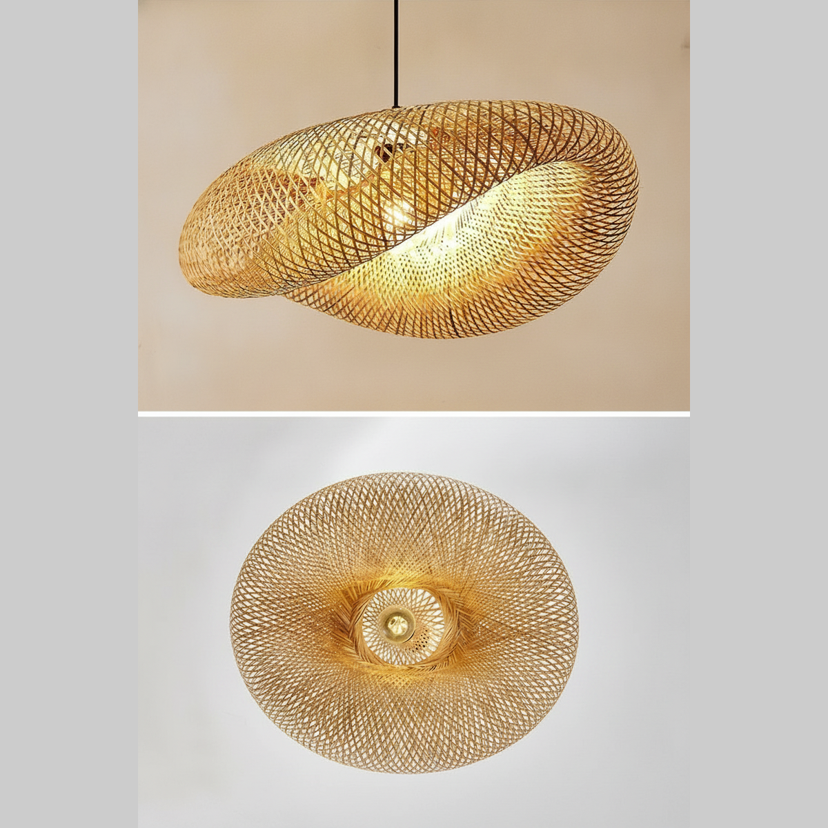 Suspension Cocon en Bambou Tressé Design Vintage