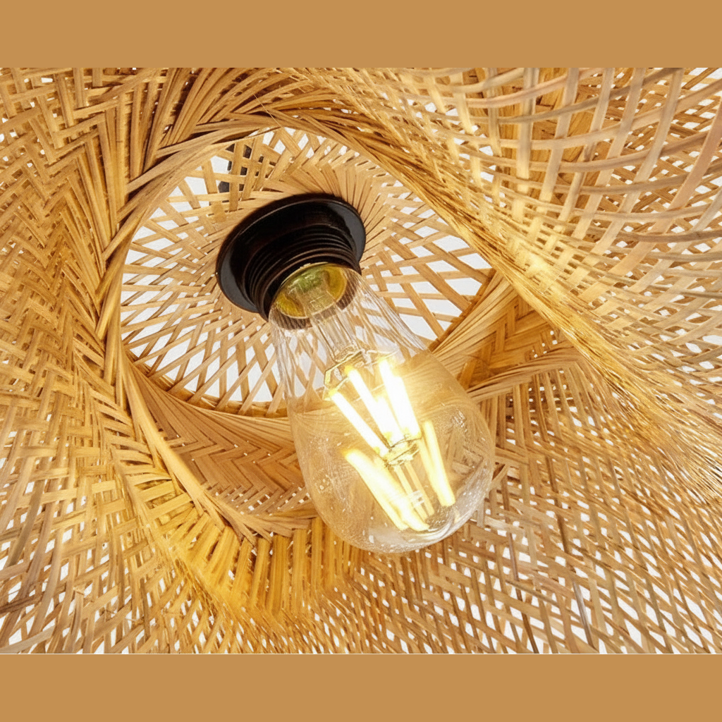 Suspension Cocon en Bambou Tressé Design Vintage