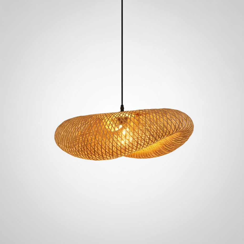 Suspension Cocon en Bambou Tressé Design Vintage