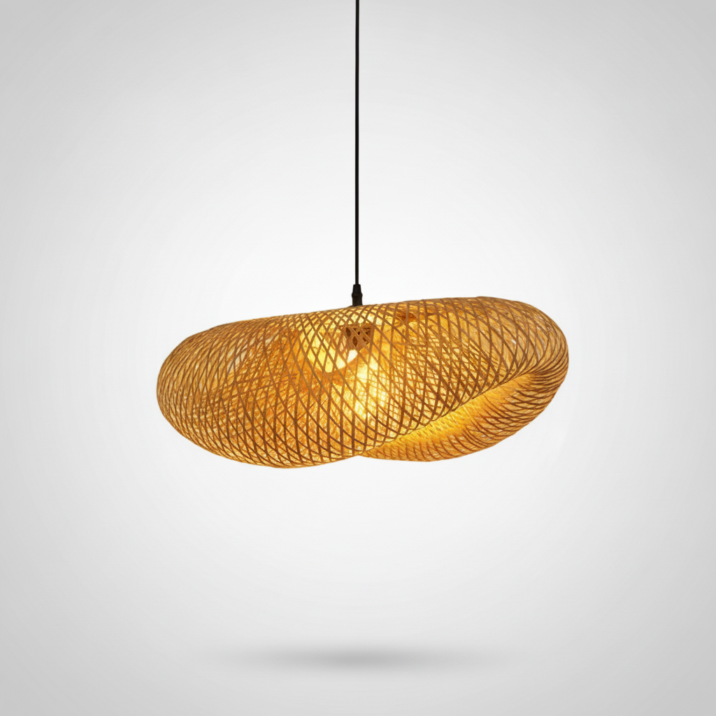Suspension Cocon en Bambou Tressé Design Vintage