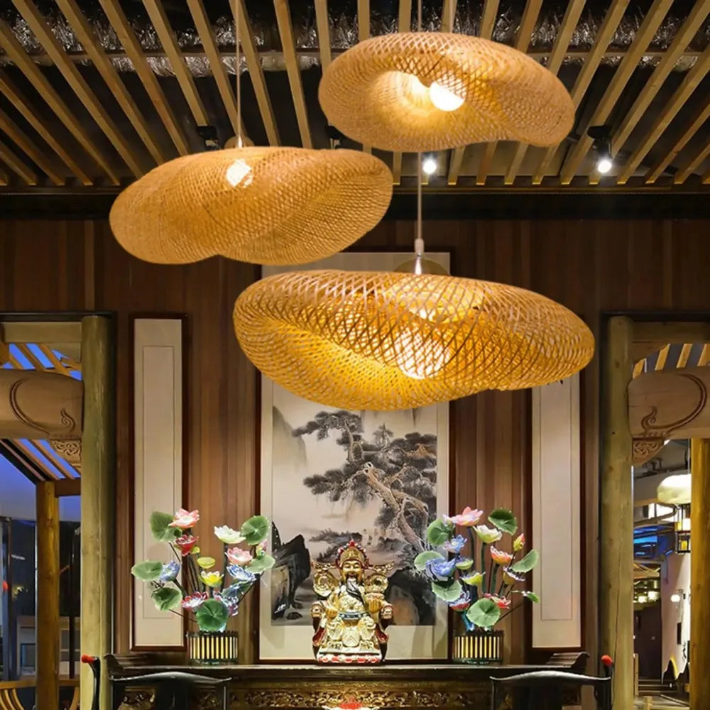 Suspension Cocon en Bambou Tressé Design Vintage
