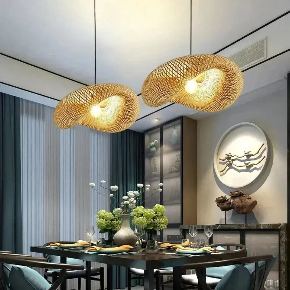 Suspension Cocon en Bambou Tressé Design Vintage