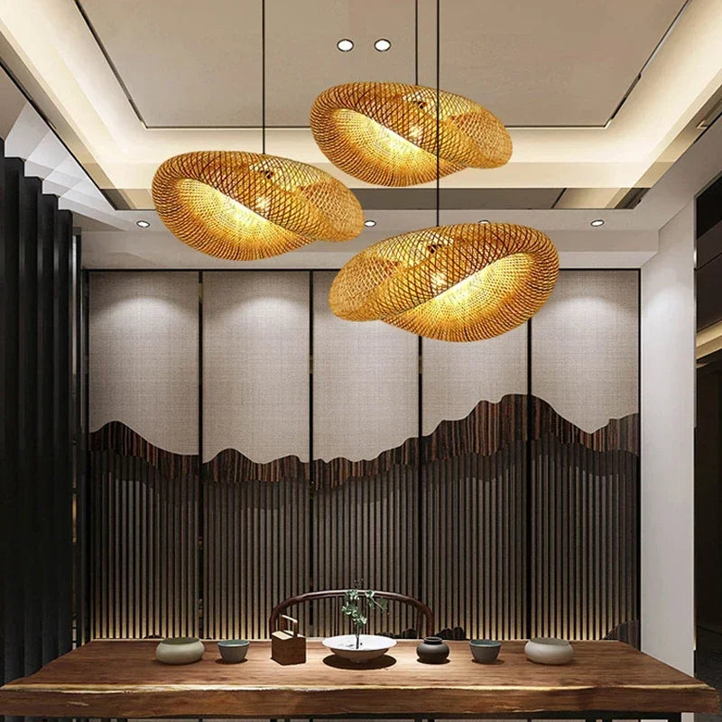 Suspension Cocon en Bambou Tressé Design Vintage