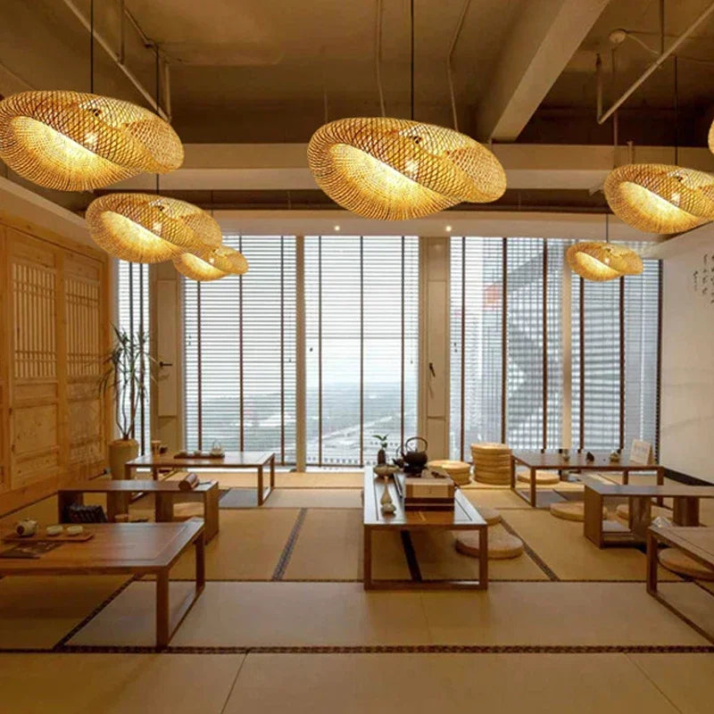 Suspension Cocon en Bambou Tressé Design Vintage