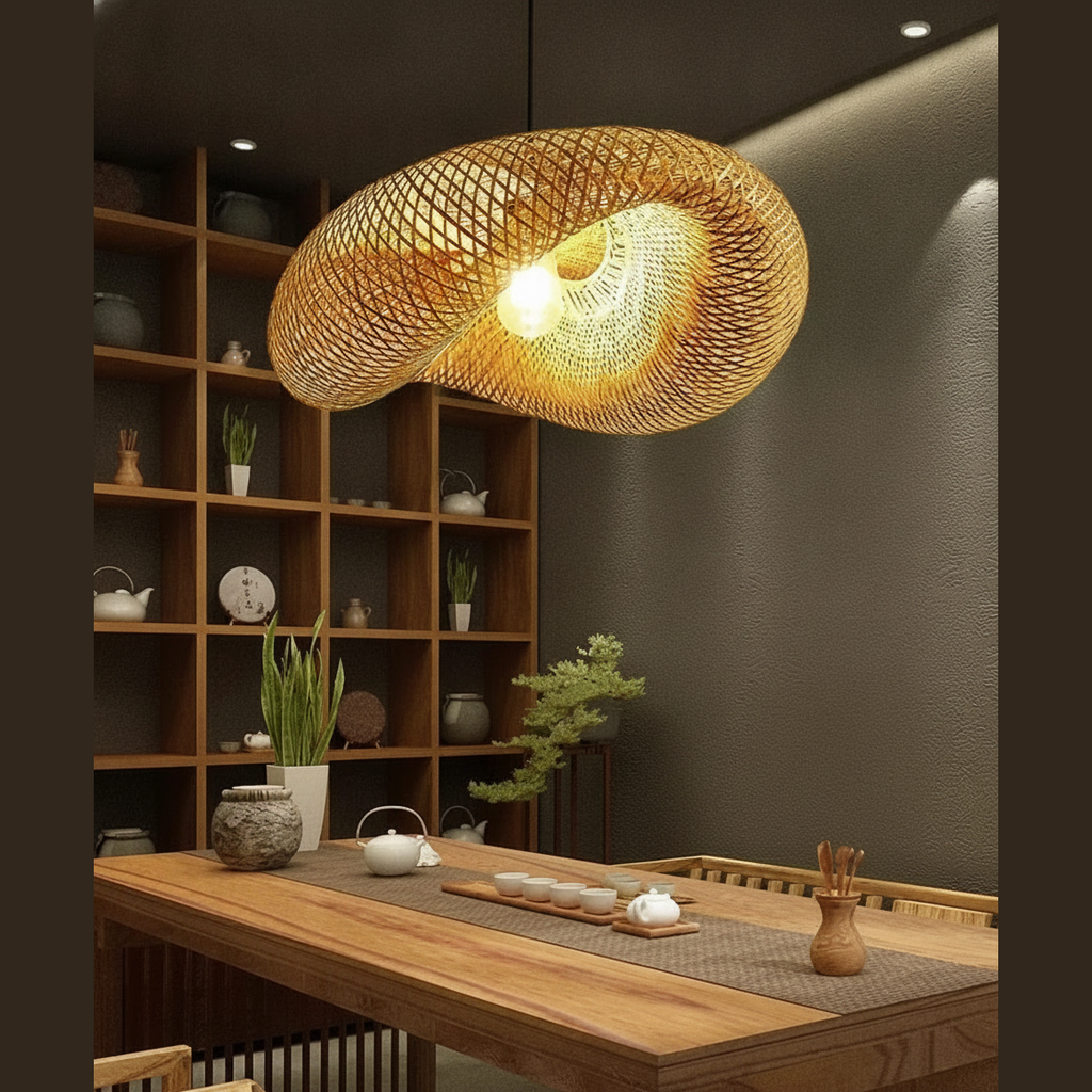 Suspension Cocon en Bambou Tressé Design Vintage