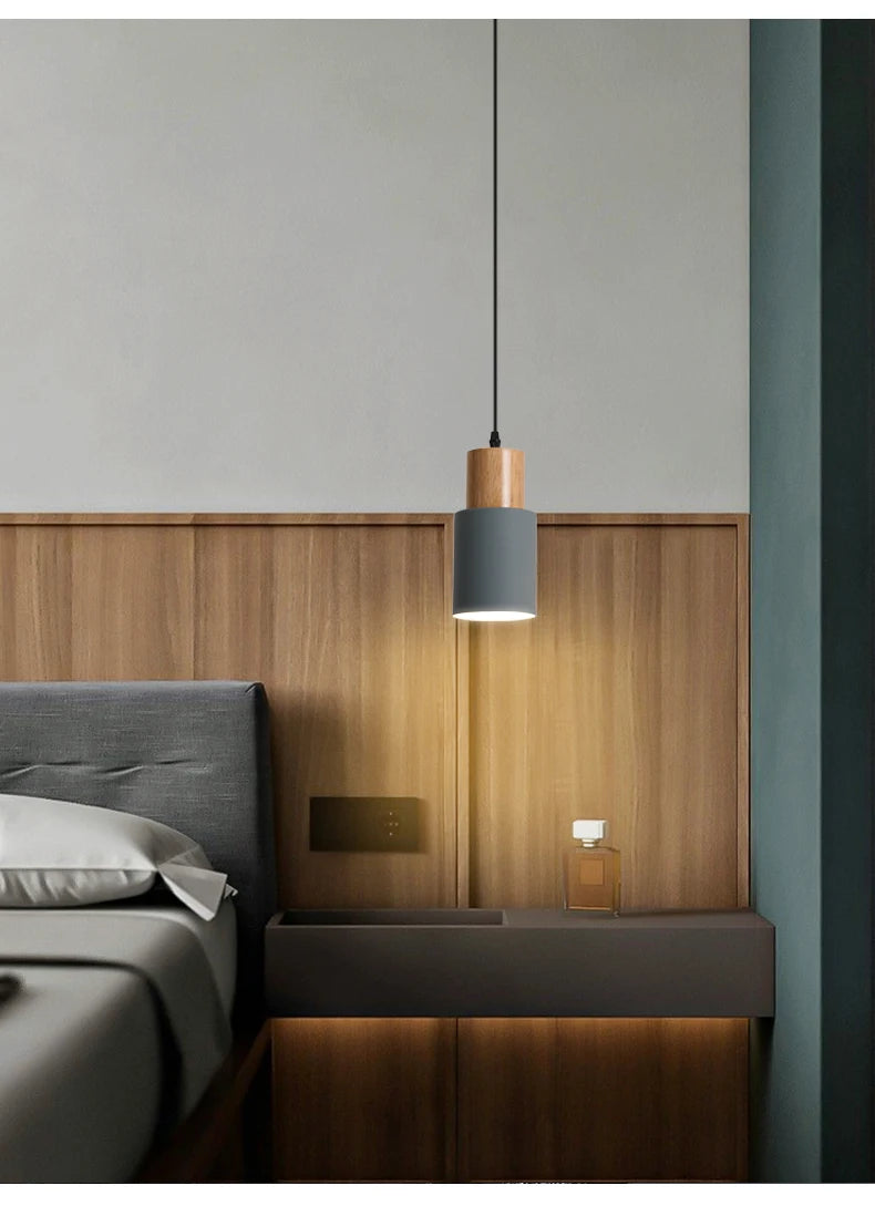 Suspension Cylindre en Bois et Fer Design Nordique