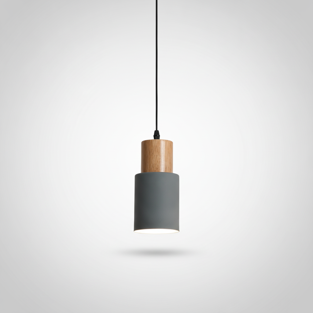 Suspension Cylindre en Bois et Fer Design Nordique