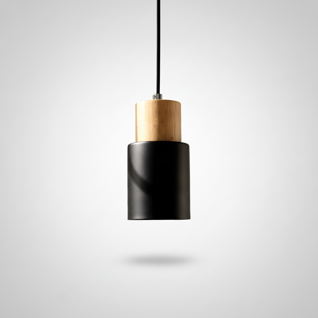 Suspension Cylindre en Bois et Fer Design Nordique