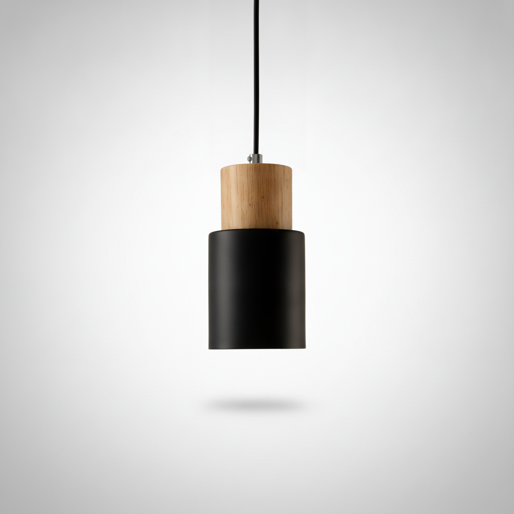 Suspension Cylindre en Bois et Fer Design Nordique