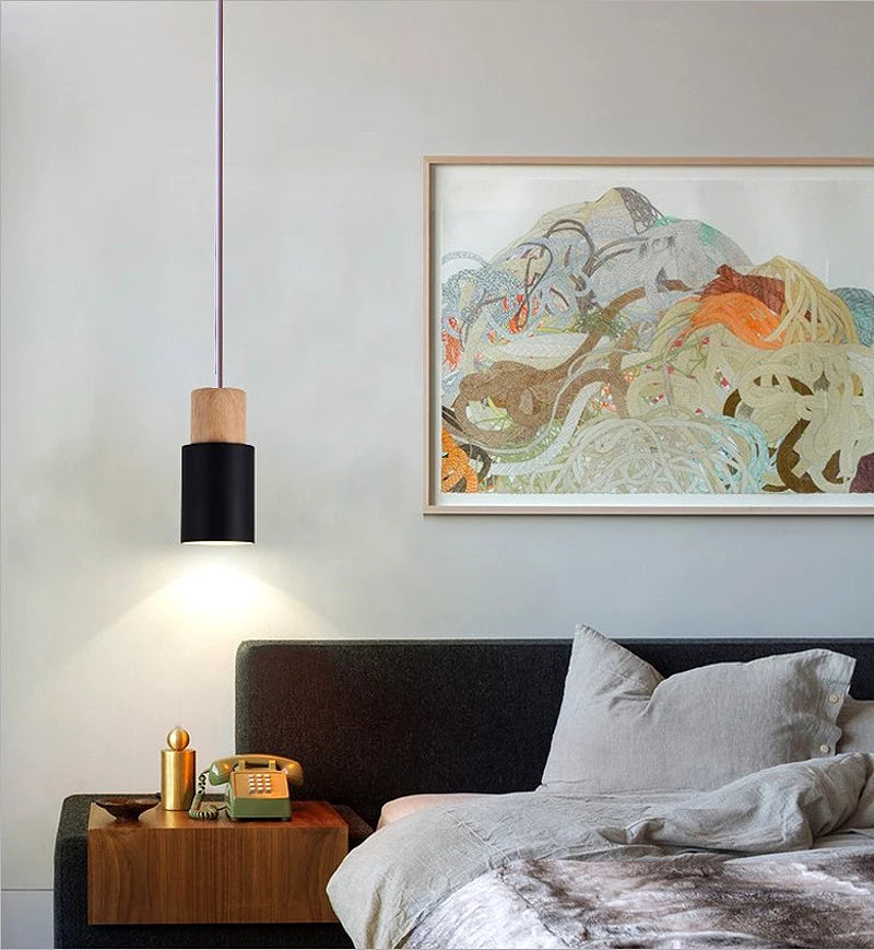 Suspension Cylindre en Bois et Fer Design Nordique