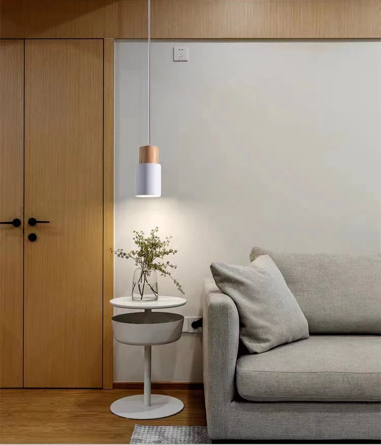Suspension Cylindre en Bois et Fer Design Nordique