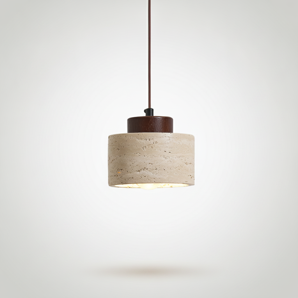 Suspension Cylindre en Pierre et Bois Design Japonais