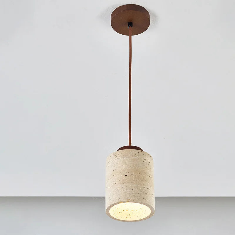 Suspension Cylindre en Pierre et Bois Design Japonais