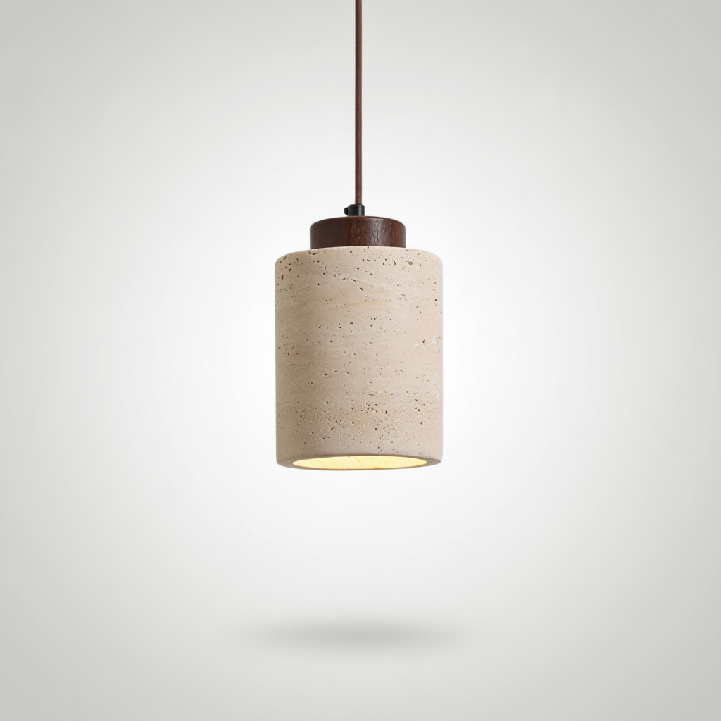 Suspension Cylindre en Pierre et Bois Design Japonais