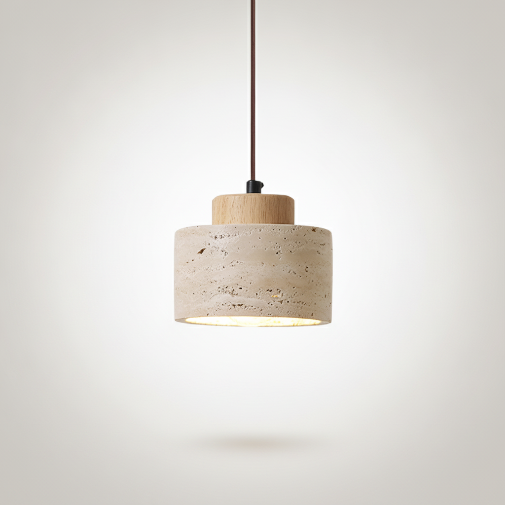 Suspension Cylindre en Pierre et Bois Design Japonais