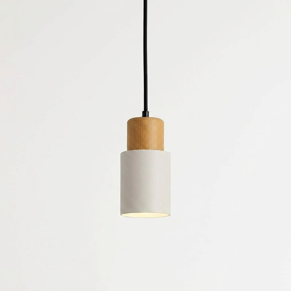 Suspension Cylindrique Bois et Métal Coloré - Blanc