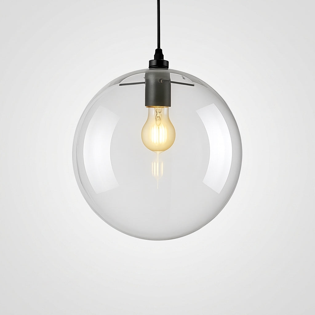 Suspension Boule Verre LED Rose Doré et Noire - Noir 50cm