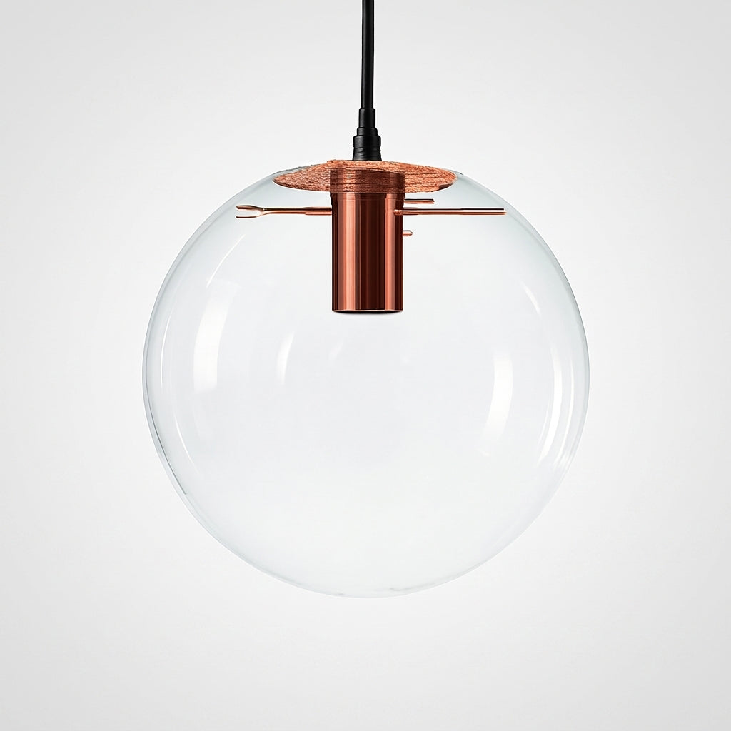 Suspension Boule Verre LED Rose Doré et Noire - Rose doré 50cm Image