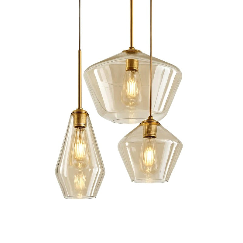 Suspension Design LED en Métal et Verre