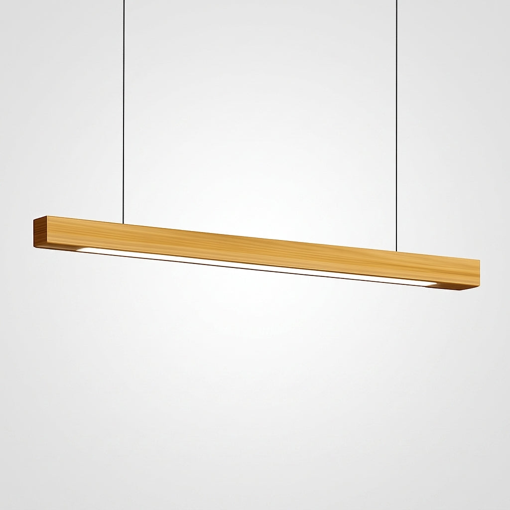 Suspension LED Bois Allongée Design Moderne Linéaire - Bois clair 150cm Chaude