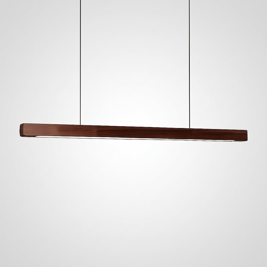 Suspension LED Bois Allongée Design Moderne Linéaire - Bois foncé 150cm Chaude