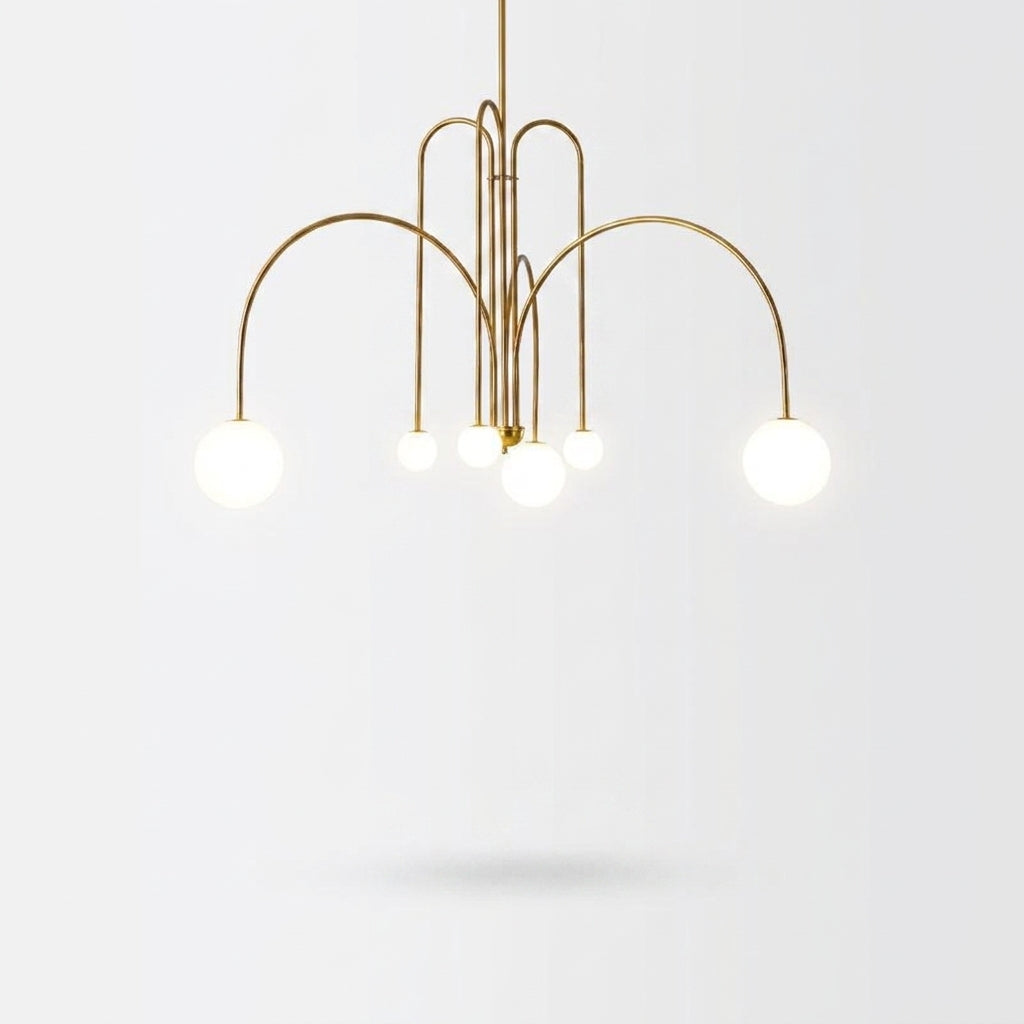 Suspension Design Moderne Noire à Boules Blanches en Verre et Métal