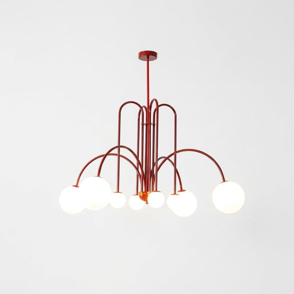 Suspension Design Moderne Noire à Boules Blanches en Verre et Métal