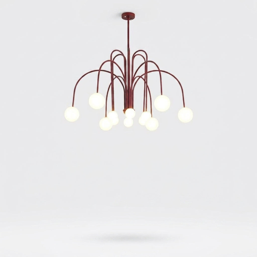 Suspension Design Moderne Noire à Boules Blanches en Verre et Métal