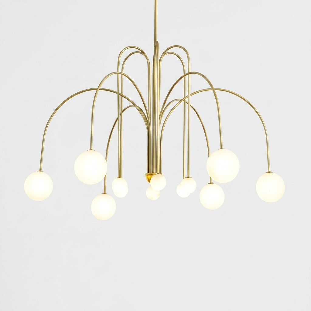 Suspension Design Moderne Noire à Boules Blanches en Verre et Métal