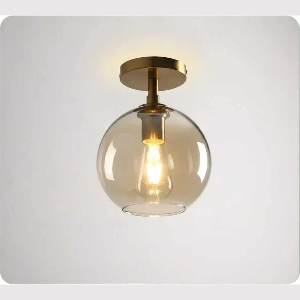 Suspension Diabolo en Verre Ambré Design Moderne
