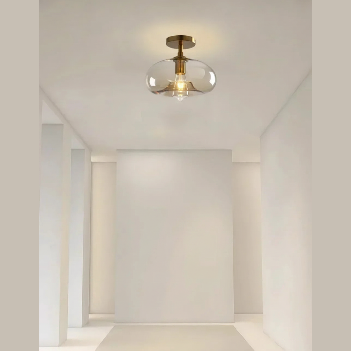 Suspension Diabolo en Verre Ambré Design Moderne