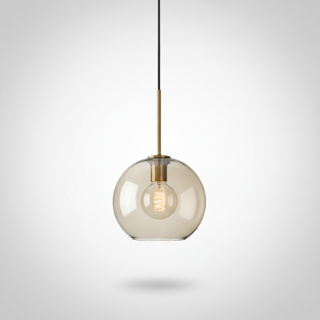 Suspension Diabolo en Verre Ambré Design Moderne