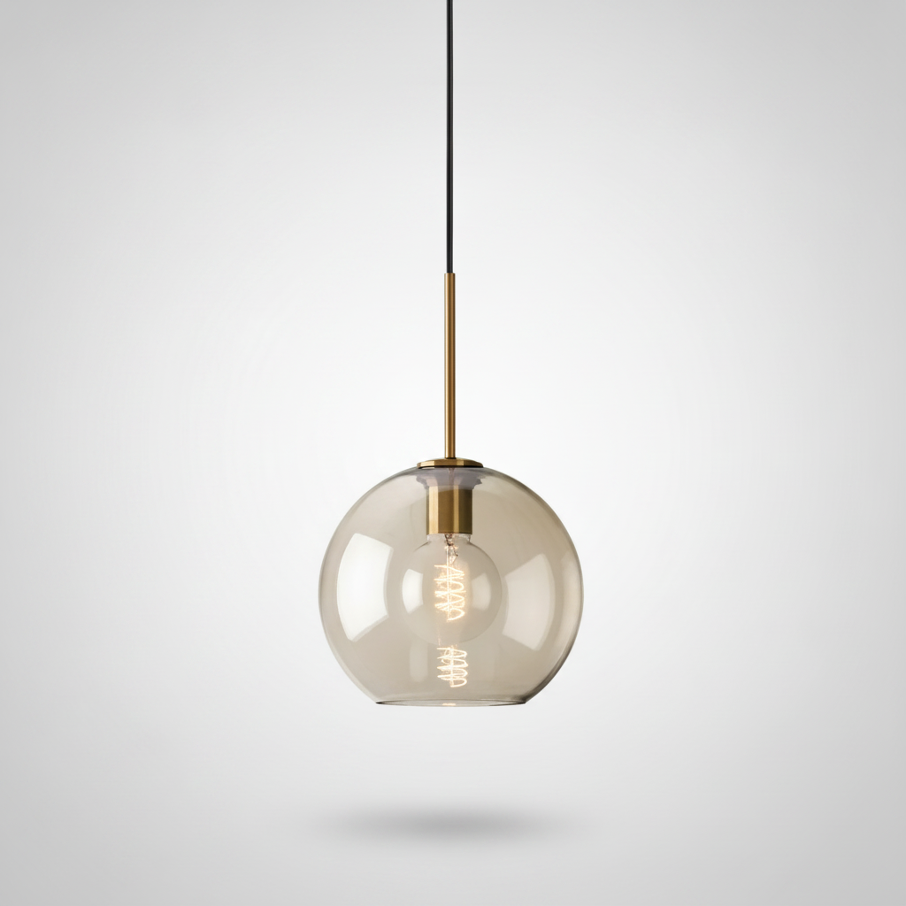 Suspension Diabolo en Verre Ambré Design Moderne