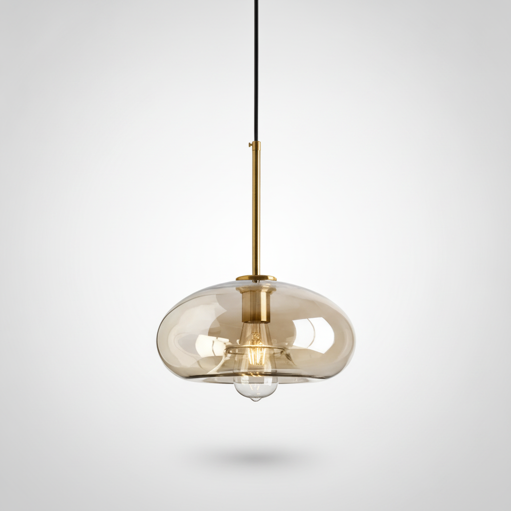 Suspension Diabolo en Verre Ambré Design Moderne