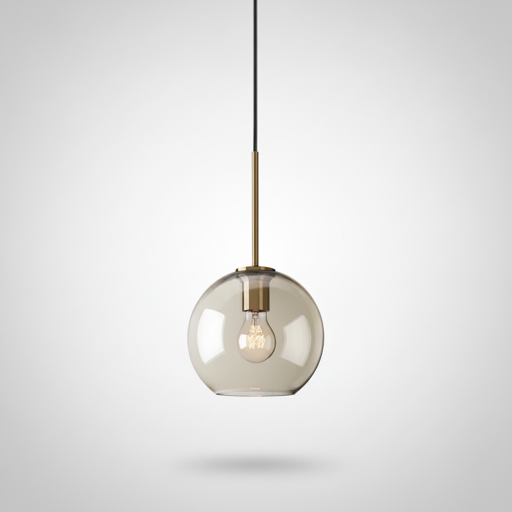 Suspension Diabolo en Verre Ambré Design Moderne