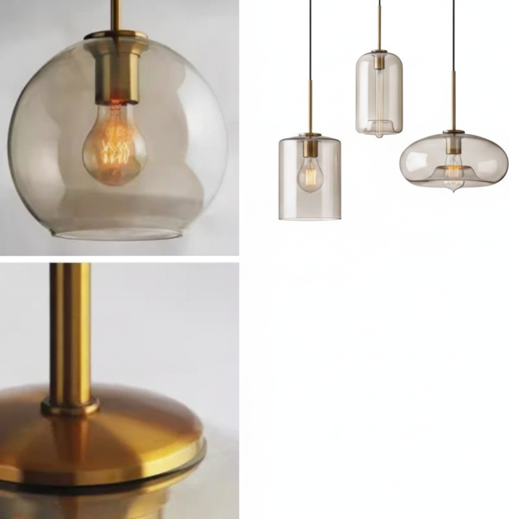Suspension Diabolo en Verre Ambré Design Moderne
