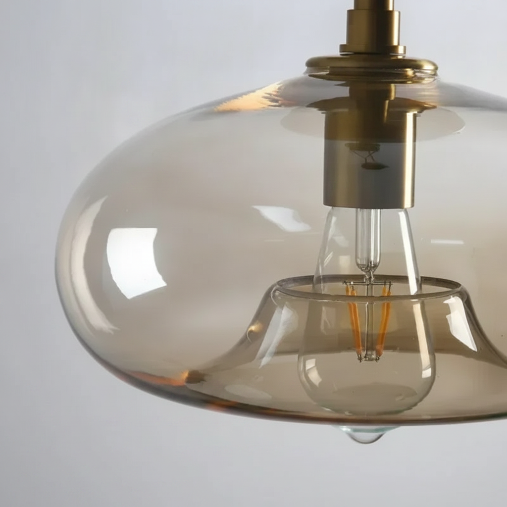 Suspension Diabolo en Verre Ambré Design Moderne