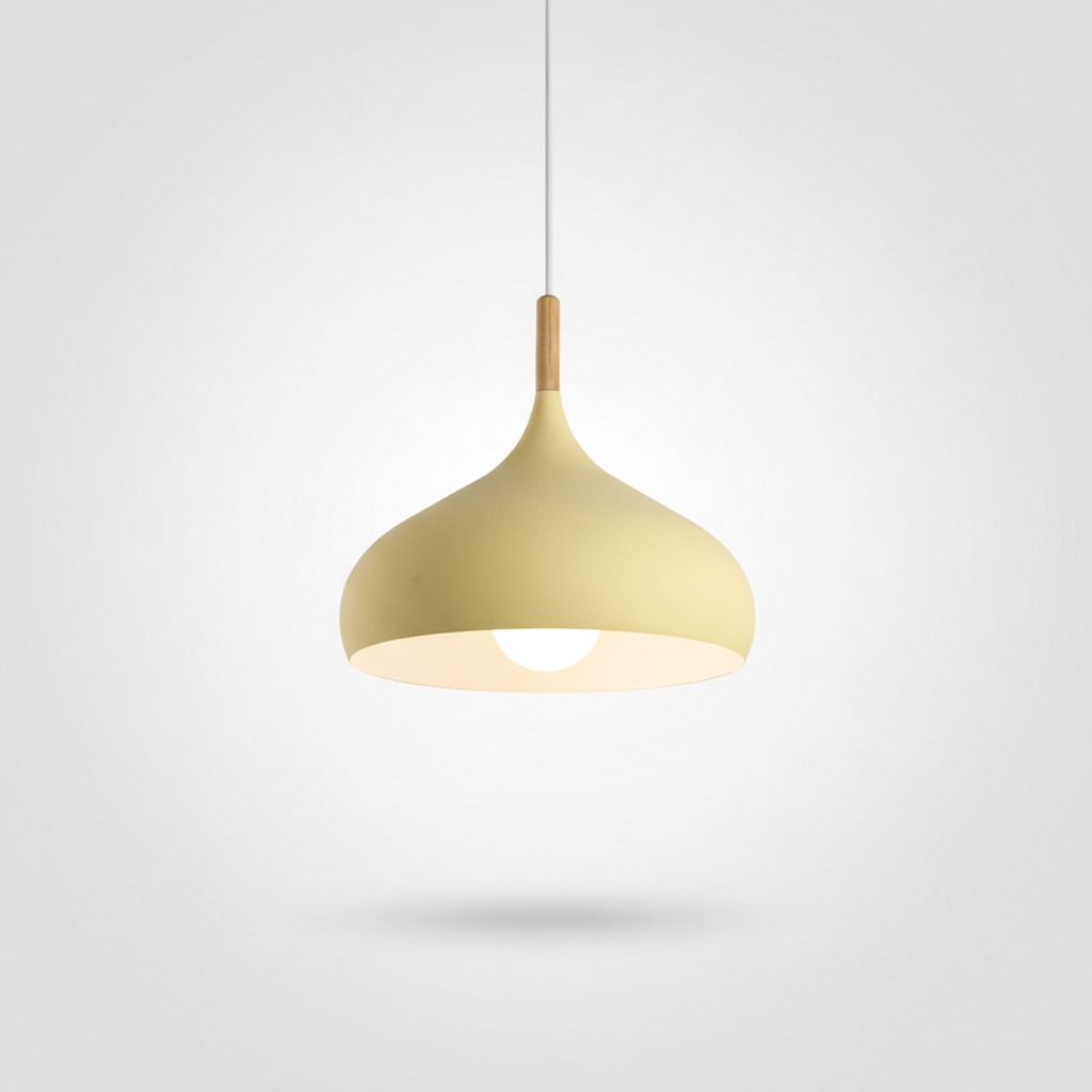 Suspension Dôme en Aluminium et Bois Design Nordique