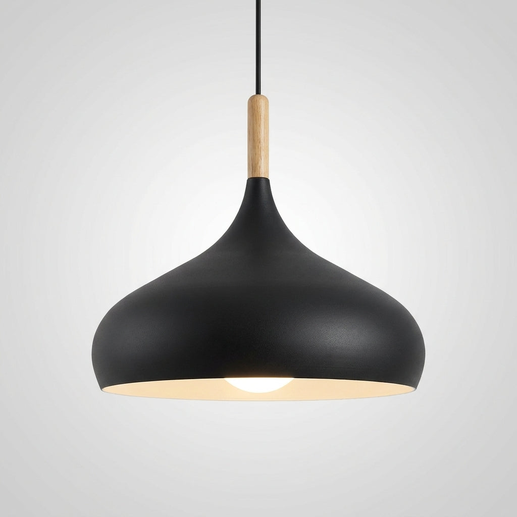 Suspension Dôme en Aluminium et Bois Design Nordique